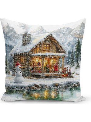 Yılbaşı Temalı Çift Taraflı Dijital Baskılı Kırlent Kılıfı, Renkli ve Şık Dekorasyon