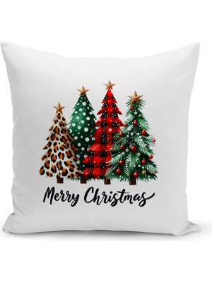 Yılbaşı Temalı Renkli Çift Taraflı Dijital Baskılı Kırlent Kılıfı