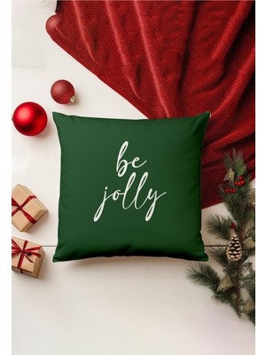 Yılbaşı Temalı Çift Taraflı Yeşil Kırlent Kılıfı, Gizli Fermuar