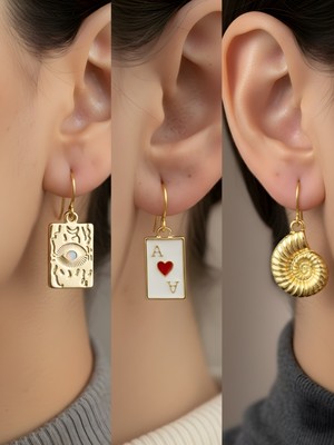 NKT Collection Göz Kupa As Spiral 3’lü Sembol Kadın Küpe Set