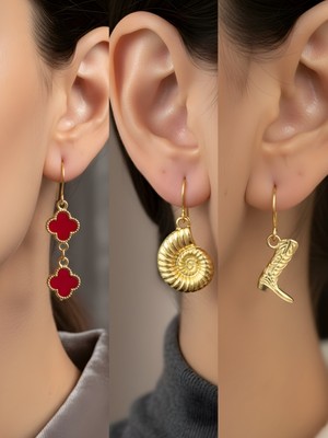 NKT Collection Trend Sembol Figürlü 3’lü Kadın Küpe Set