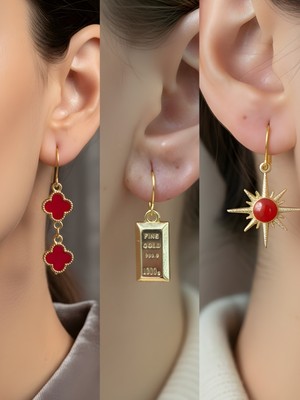 NKT Collection Trend Sembol Figürlü 3’lü Kadın Küpe Set