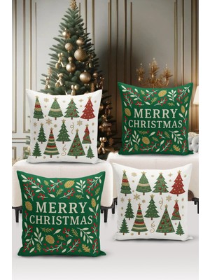 Yılbaşı Temalı Çift Taraflı Dijital Baskılı 4'lü Kırlent Kılıf Seti