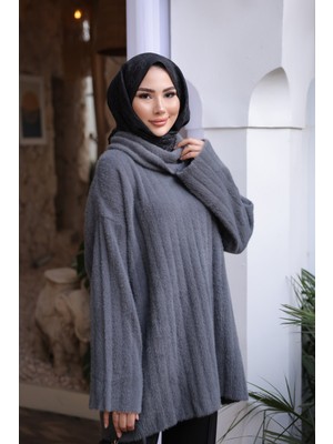 İmaj Butik Füme Balıkçı Yaka Salaş Angora Yumoş Triko Tunik