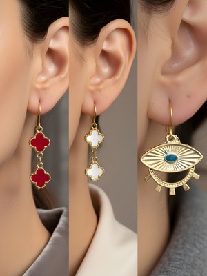 NKT Collection Trend Sembol Figürlü 3’lü Kadın Küpe Set