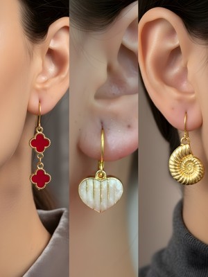 NKT Collection Trend Sembol Figürlü 3’lü Kadın Küpe Set