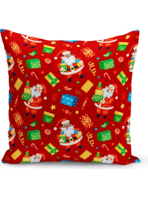 Yılbaşı Temalı Çift Taraflı Dijital Baskılı Kırlent Kılıfı, Renkli ve Şık Tasarım