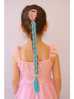 Dodomar Pembe Lastik Tokalı Tek Örgü Peruk Saç Toka Deniz Kızı Tokası 38CM