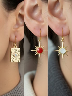 NKT Collection Trend Sembol Figürlü 3’lü Kadın Küpe Set