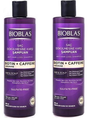 Bioblas Biotin + Kafein Saç Dökülmesine Karşı Şampuan 400 ml 2 Adet