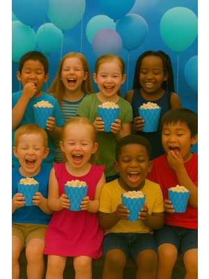 Dodomar Mısır Kutusu Pop Corn Kutusu Dalgalı Mavi Desenli / 8 Parça