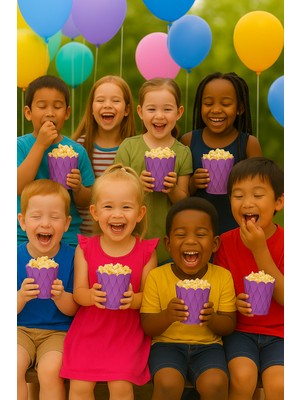 Dodomar Mısır Kutusu Pop Corn Kutusu Dalgalı Mor Desenli / 8 Parça