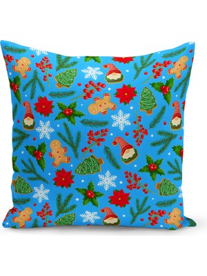 Yılbaşı Temalı Çift Taraflı Dijital Baskılı Kırlent Kılıfı, Renkli ve Şık Dekorasyon