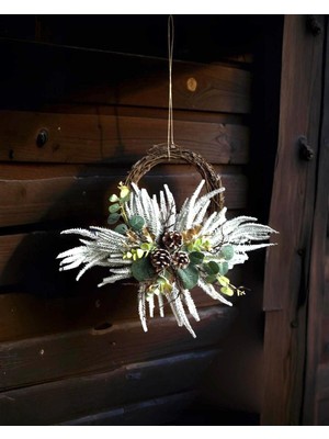 Yılbaşı Temalı Renkli Kapı Süsü, Çelenk, Süs, Neşeli ve Şık Dekorasyon