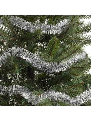 6 Metrelik Gümüş Renk Süs Ağaç Süsü Yılbaşı Için Parlak ve Şık Dekorasyon