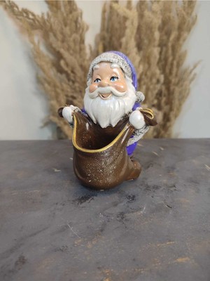 Mor Noel Baba Heykelciği ve Dekoratif Vazo, Şık ve Modern Tasarım