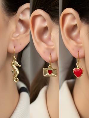 NKT Collection Trend Sembol Figürlü 3’lü Kadın Küpe Set