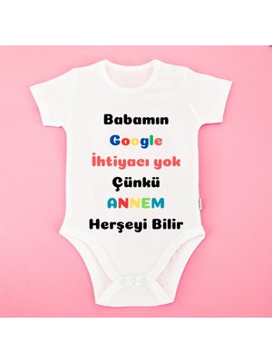 Komik Sözlü Anne Temalı Bebek Zıbını – “babamın Google’a Ihtiyacı Yok” Tasarım Body