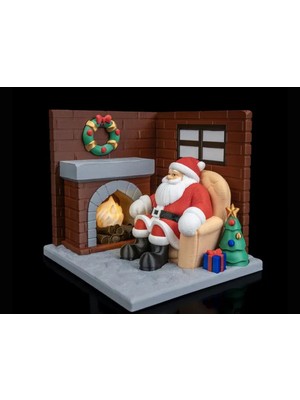 Özel Tasarım Noel Baba Dekoru Bej Renkli Süslemlerle Yılbaşı Atmosferi