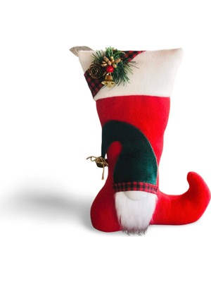 Kırmızı Noel Baba Desenli Şömine ve Yılbaşı Çorapları, Ağaç Süsü, Dekorasyon