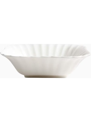 Crate & Barrel Capella Beyaz Kemik Çini Servis Kasesi, El Yapımı Zarif Tasarım