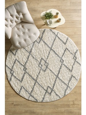 Yumuşak Bukleli Iskandinav Tasarım Salon Oturma Odası Yolluk Krem Halı