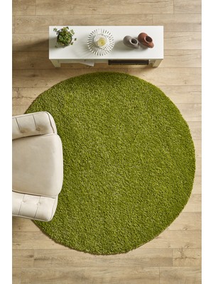 Düz Renk Shaggy Salon Oturma Odası Yolluk Yeşil  Halı