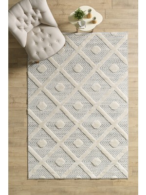 Yumuşak Bukleli Iskandinav Tasarım Salon Oturma Odası Yolluk Gri Halı