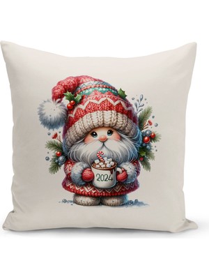 Yılbaşı Temalı Çift Taraflı Dijital Baskılı Kırlent Kılıfı