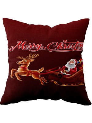 Yılbaşı Temalı Çift Taraflı Gizli Fermuarlı Yastık Kılıfı, Koltuk ve Kırlent Için