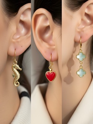 NKT Collection Trend Sembol Figürlü 3’lü Kadın Küpe Set