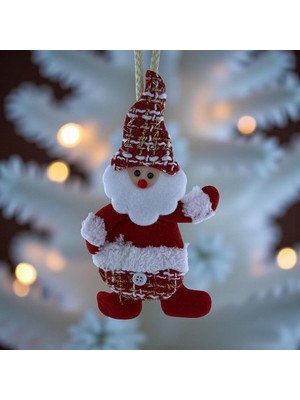 Kırmızı Keçe Noel Baba Ağaç Süsü, Renkli Yılbaşı Dekoru
