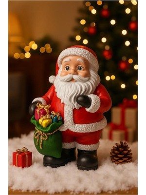 El Yapımı Renkli Noel Baba Biblosu 25X16 Cm, Yılbaşı Dekorasyonu, Ev ve Ofis Süsü