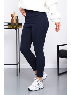 İmaj Butik Lacivert Yüksek Bel Şardonlu Dalgıç Tayt