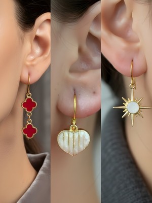 NKT Collection Trend Sembol Figürlü 3’lü Kadın Küpe Set