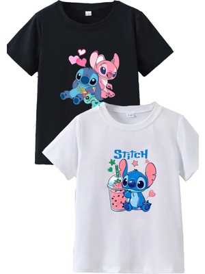 Makiteks 2li Kaliteli Pamuk Penye Kız Çocuk Baskılı Tshirt 5 6 7 8 9 10 11 12 13 14 Yaş Lilo