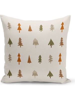 Yılbaşı Temalı Çift Taraflı Dijital Baskılı Kırlent Kılıfı, Ekru