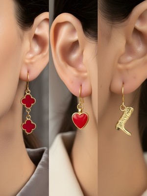 NKT Collection Trend Sembol Figürlü 3’lü Kadın Küpe Set