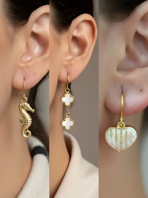 NKT Collection Trend Sembol Figürlü 3’lü Kadın Küpe Set