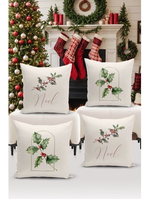 Yılbaşı Temalı 4'lü Çift Taraflı Dijital Baskılı Kırlent Kılıfı Seti