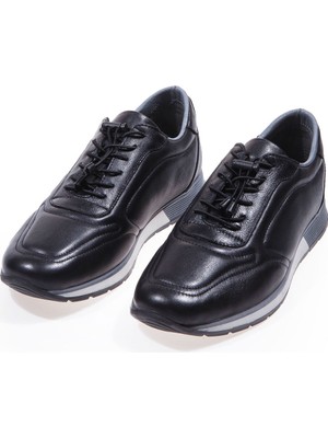 Vantaggio Shoes Monza Siyah % 100 Hakiki Deri Erkek Spor Günlük Ayakkabı