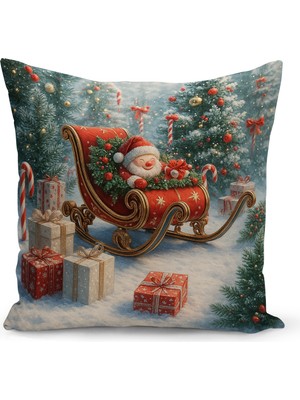 Çift Taraflı Renkli Dijital Baskılı Yılbaşı Kırlent Kılıfı