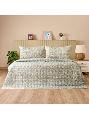 Evidea Soft Sylvara Çok Amaçlı Çift Kişilik Yatak Örtüsü Seti - Yeşil