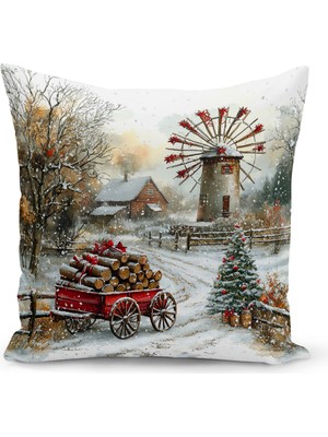 Yılbaşı Temalı Çift Taraflı Dijital Baskılı Kırlent Kılıfı, Renkli ve Şık Dekorasyon