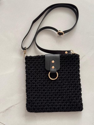 Miliva Kapaklı Örgü Çanta | Handmade Küçük Boy Siyah Çanta
