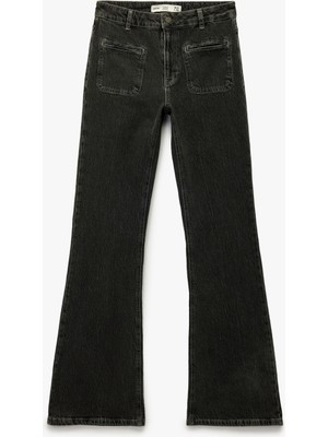 Koton Dar Kesim Cep Detaylı Ispanyol Paça Jean Pantolon - Flare Jeans