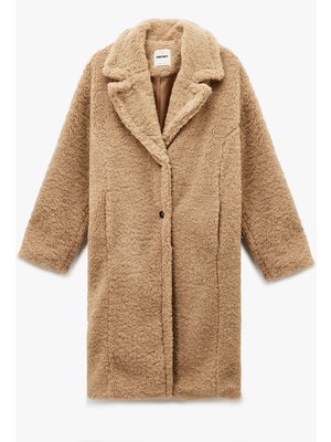 Koton Oversize Peluş Kaban Cepli Düğmeli Uzun Kollu