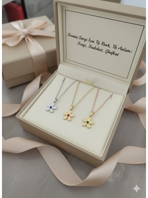 925 Ayar Papatya Silver Doğum Taşlı Sedef Çiçek Kolye.rose.gold.rodaj