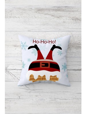 Yılbaşı Temalı Çift Taraflı Gizli Fermuarlı Yastık Kılıfı, Beyaz