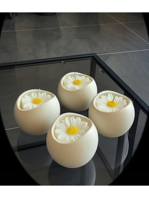Hediyelik Tasarımlar 5 adet Ev Dekorasyonu Mumlar | Daisy Mum Tasarımı | Mum Dekorasyon | Dekoratif Mum | Hediyelik Mum
